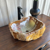 Rustic Green Onyx Stone Sink | Handmade & Natural | Luxury