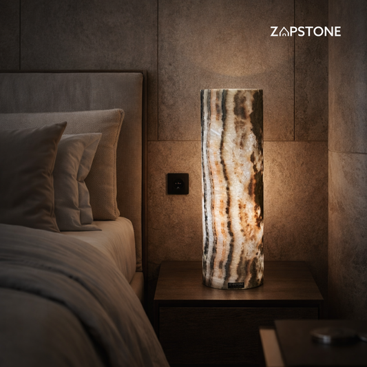 Striped Cylinder Onyx Lamp