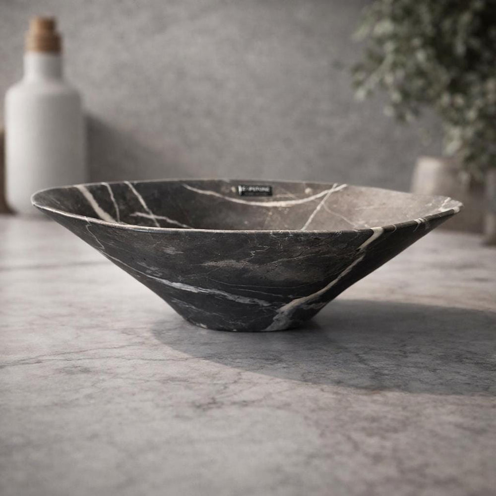 Luxury Marble or Travertine Bowl – Irregular Natural Stone Centerpiece | Handmade Matte Decorative Bowl