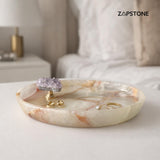 Green Onyx Ring Dish with Amethyst Knob 6.7” L × 4.3" W | Key Holder, Coin Holder, Luxury Oval Trinket Dish | Handmade Onyx Decor