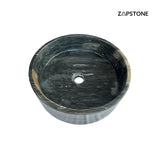 Lavabo de Mármol Hecho a Mano – Lavabo Redondo de Piedra 15.75", Lavabo Moderno de Mármol Natural