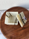 Green Onyx Jewelry Box with Amethyst Top – Handmade Stone Trinket Box – Luxury Crystal Storage Jar – Unique Gift