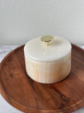 Frasco de Almacenamiento de Ónix Blanco con Tapa, Contenedor de Lujo para Tocador, Perilla Dorada, Decoración Elegante de Baño