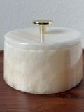 Frasco de Almacenamiento de Ónix Blanco con Tapa, Contenedor de Lujo para Tocador, Perilla Dorada, Decoración Elegante de Baño