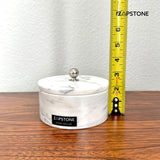Frasco de Almacenamiento de Mármol Blanco con Tapa, Contenedor de Lujo para Tocador, Perilla Plateada, Decoración Elegante de Baño