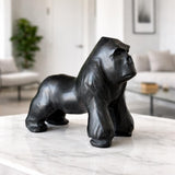 Escultura de Gorila de Mármol Negro | Estatua de Gorila Tallada a Mano | Decoración Moderna Minimalista | Figura Animal de Lujo | Regalo Único