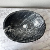 Lavabo de Mármol Hecho a Mano | Lavabo Ovalado de Piedra 15.7" x 12.6" | Lavabo de Mármol Natural | Lavabo Moderno de Lujo