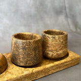 Set de Tequila de Travertino Rojo, Set Mezcalero Hecho a Mano con Platito para Sal, Caballitos de Piedra de Lujo, Regalo Único para Él