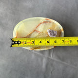 Green Onyx Ring Dish with Amethyst Knob 6.7” L × 4.3" W | Key Holder, Coin Holder, Luxury Oval Trinket Dish | Handmade Onyx Decor