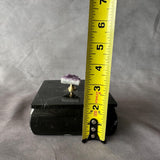 Caja de Joyería de Mármol Negro con Perilla de Amatista 4.7" × 4.7" × 2.4" – Portallaves, Portamonedas, Joyero, Catchall de Piedra
