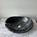 Lavabo de Mármol Hecho a Mano | Lavabo Ovalado de Piedra 15.7" x 12.6" | Lavabo de Mármol Natural | Lavabo Moderno de Lujo