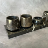 Set de Tequila de Mármol Negro, Set Mezcalero Hecho a Mano con Platito para Sal, Caballitos de Piedra de Lujo, Regalo Único para Él
