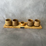 Set de Tequila de Travertino Rojo, Set Mezcalero Hecho a Mano con Platito para Sal, Caballitos de Piedra de Lujo, Regalo Único para Él