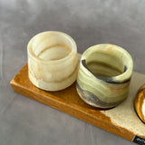 Set de Tequila de Ónix Verde, Set Mezcalero Hecho a Mano con Platito para Sal, Caballitos de Piedra de Lujo, Regalo Único para Él