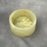 Green Onyx Jewelry Box, Handmade Stone Container, Luxury Cotton Round Holder, Natural Onyx Vanity Decor, Artisan Carved Trinket Box
