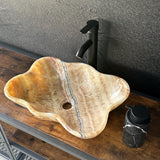Honey Onyx Vessel Sink, Handmade of Natural Stone, Luxury Bathroom Vanity Basin, Unique Sculptural Sink, Modern Bathroom Decor