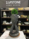 Florero de Rostro de Mármol Negro Hecho a Mano | Florero Escultural Grande | Decoración de Lujo | Arte en Piedra Mate | Pieza Imponente