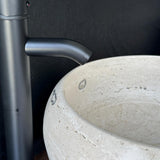 Travertine Round Vessel Sink, Natural Handcrafted Stone Bathroom Basin, Luxury Modern Vanity Sink, One-of-a-Kind Artisan Sink