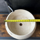 Travertine Round Vessel Sink, Natural Handcrafted Stone Bathroom Basin, Luxury Modern Vanity Sink, One-of-a-Kind Artisan Sink
