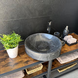Black Marble Sink, Handmade Natural Stone Vessel Sink, Modern Bathroom Vanity Basin, Round Luxury Marble Wash Basin