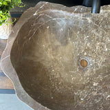Natural River Stone Sink | Handmade Over the Counter Vessel Sink | Rustic Luxury Sink