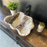 Lavabo Rústico de Ónix | Lavabo de Piedra Beige | Lavabo de Baño | Lavabo de Piedra Natural Hecho a Mano | Lavabo de Lujo