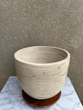 XL Beige Travertine Vessel Sink – Natural Stone Round Bathroom Sink – Luxury Spa Style Countertop Basin – Modern Organic Marble Vanity Sink