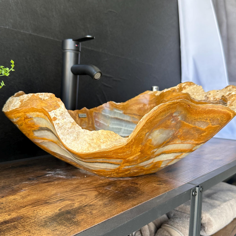 Green Onyx Stone Vessel Sink, Handmade Natural Onyx Countertop Sink, Luxury Modern Vanity Basin, Unique Marble Sink, High End Bathroom Decor