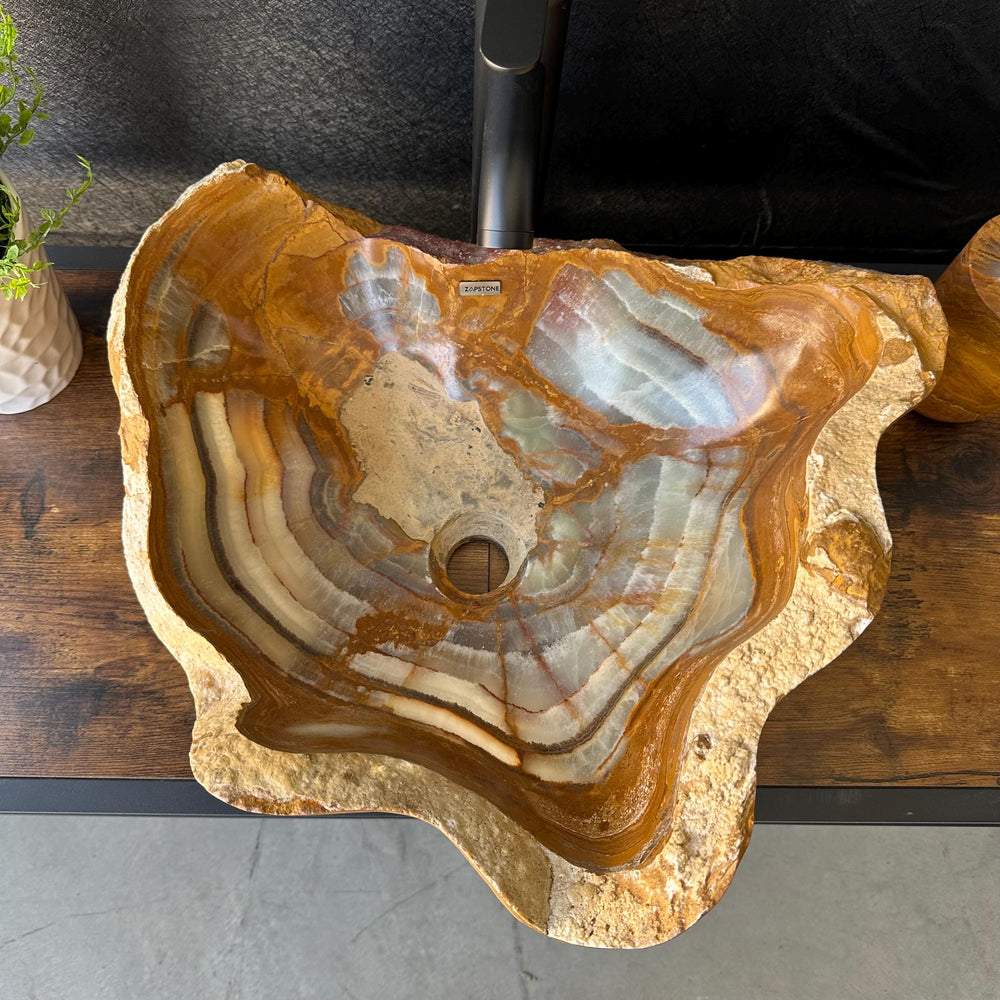Green Onyx Stone Vessel Sink, Handmade Natural Onyx Countertop Sink, Luxury Modern Vanity Basin, Unique Marble Sink, High End Bathroom Decor