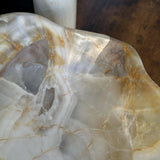 Lavabo de Ónix de Lujo, Lavabo de Piedra Natural Hecho a Mano, Lavabo Moderno para Baño, Lavabo Escultural, Borde Ondulado Translúcido