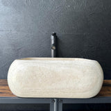 Lavabo Cuadrado de Travertino | Lavabo de Piedra Natural Hecho a Mano | Lavabo Moderno para Baño | Lavabo Beige de Lujo