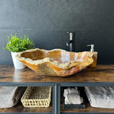 Lavabo Rústico de Ónix, Lavabo de Baño de Piedra Natural, Lavabo de Ónix Hecho a Mano, Lavabo de Lujo, Lavabo Irregular de Piedra