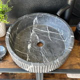 Black Marble Vessel Sink, Natural Stone Bathroom Sink, Round Luxury Vanity Basin, Handcrafted Wash Basin, Modern Bathroom Decor