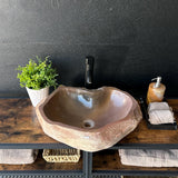 Lavabo de Piedra de Río Rojo, Lavabo de Piedra Natural Hecho a Mano, Lavabo de Lujo, Lavabo Rústico Moderno, Decoración Única (Pieza II)