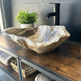 Lavabo Rústico de Ónix | Lavabo de Piedra Beige | Lavabo de Baño | Lavabo de Piedra Natural Hecho a Mano | Lavabo de Lujo