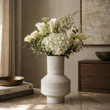 Travertine Flower Vase – Luxury Stone Vase, Wabi Sabi Modern Decor, Neutral Minimalist Home Accent Natural Stone Centerpiece, Reversible