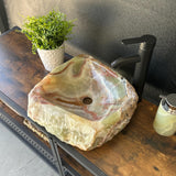 Rustic Onyx Stone Vessel Sink, Handmade Natural Stone Countertop Sink, Luxury Modern Vanity Basin, Unique High End Bathroom Decor