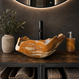 Green Onyx Stone Vessel Sink, Handmade Natural Onyx Countertop Sink, Luxury Modern Vanity Basin, Unique Marble Sink, High End Bathroom Decor (Piece I)