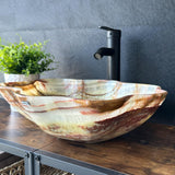 Green Onyx Stone Sink | Natural Stone Vessel Sink | Modern Irregular Handmade Onyx Basin | Luxury Vanity Top Bowl Sink