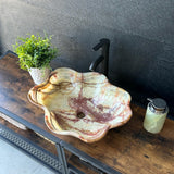Green Onyx Stone Sink | Natural Stone Vessel Sink | Modern Irregular Handmade Onyx Basin | Luxury Vanity Top Bowl Sink