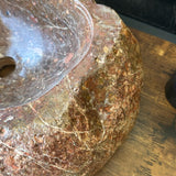 Lavabo de Piedra de Río Rojo, Lavabo de Piedra Natural Hecho a Mano, Lavabo de Lujo, Lavabo Rústico Moderno, Decoración Única (Pieza I)