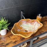 Rustic Onyx Bathroom Vessel Sink | Luxury Sink | Unique Hand Carved Onyx Vanity Sink – Natural Stone Bathroom Sink