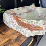 Rustic Green Onyx Bathroom Vessel Sink | Luxury Sink | Unique Hand Carved Onyx Vanity Sink – Natural Stone Bathroom Sink
