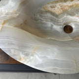 Luxury Onyx Sink, Handmade Natural Stone Vessel Sink, Modern Bathroom Vanity Basin, Sculptural Marble Sink, Translucent Wavy Edge Sink (Piece II)