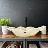 Luxury Onyx Sink, Handmade Natural Stone Vessel Sink, Modern Bathroom Vanity Basin, Sculptural Marble Sink, Translucent Wavy Edge Sink (Piece II)