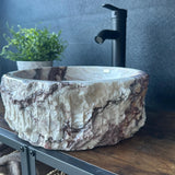 Lavabo de Piedra de Ónix | Lavabo de Piedra Natural | Lavabo Moderno Irregular de Ónix Hecho a Mano | Lavabo Redondo Rústico