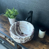 Lavabo de Piedra de Ónix | Lavabo de Piedra Natural | Lavabo Moderno Irregular de Ónix Hecho a Mano | Lavabo Redondo Rústico