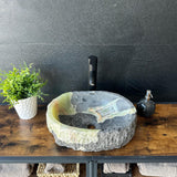 Rustic Green Onyx Bathroom Vessel Sink | Luxury Sink | Unique Hand Carved Onyx Vanity Sink – Natural Stone Bathroom Sink