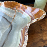 Green Onyx Bathroom Vessel Sink | Live Edge Luxury Sink | One-of-a-Kind Hand Carved Onyx Bowl Sink – Natural Stone Bathroom Basin