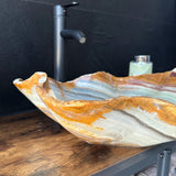Green Onyx Bathroom Vessel Sink | Live Edge Luxury Sink | One-of-a-Kind Hand Carved Onyx Bowl Sink – Natural Stone Bathroom Basin